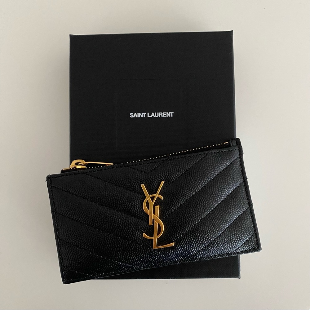 Zip Fragments YSL Monogram Pouch Card Case Wallet